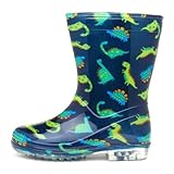 Shoe Zone - Boys Navy & Green Dinosaur Print Welly - Size 8 Child UK - Multicolour