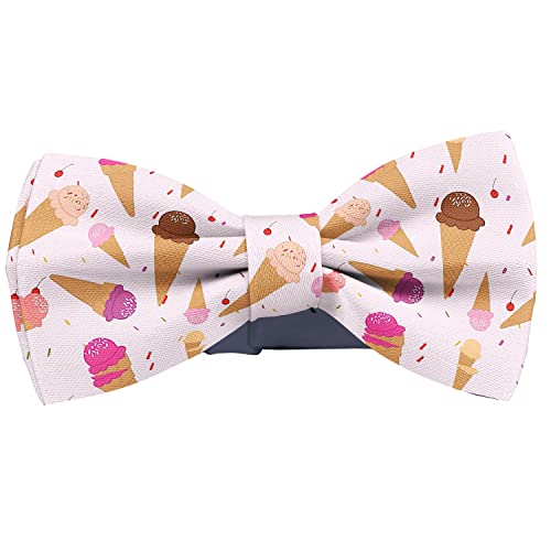 KAWAMOUSE Adjustable Pre-tied bow tie for Men (Ice Cream Cones Pattern) Elegant Cute Bowties for Dogs Cats Pets