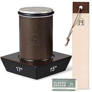 Rolling Knife Sharpener with Leather Strop and 15, 17, 20 & 22 Degree Angles – Knife Sharpener Kit – Roller Knife Sharpening System with Stand, Holder & Eraser – Walnut Brown