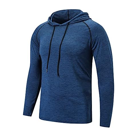HUAKANG Mens Running Tops Long Sleeve T-Shirt Gym Tops for Men Sport T Shirts Fitness Workout Hoddies Jogging Sweatshirt Pullover Casual Tee Comfortable and Breathable Gym Clothes(1608 Navy L) Cover