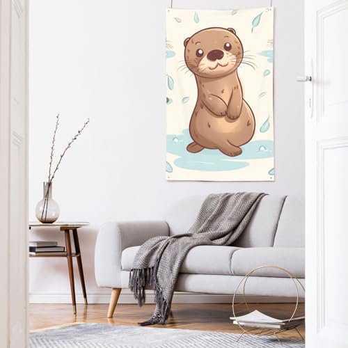 Bannière imprimée loutre mignonne grand format avec impression textile haute définition