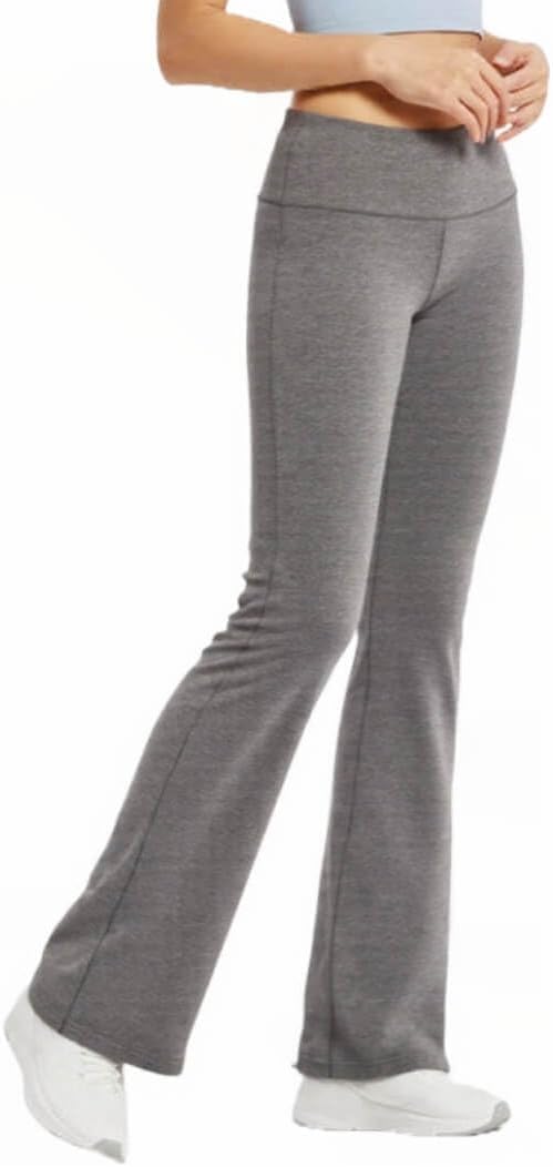 COUVER Women Cotton Bootcut Wide Waist-Band Workout Bootleg Yoga Pants - Image 3