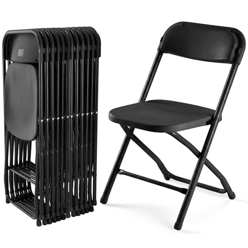 Image of DUMOS Folding Chairs Sets of 12, 330lbs Capacity Plastic Stackable Home Office Chair, Portable Fold Up for Indoor Outdoor, Patio, Camping, Garden, Party, Black