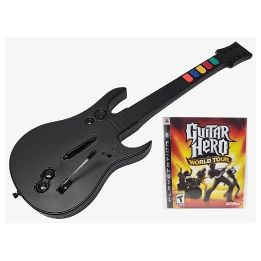 Wireless Guitar Controller for use with Playstation 3 PS3 and PC (Compatible with Rock Band & Guitar Hero Games) + World Tour Video Game Bundle Set (Renewed)