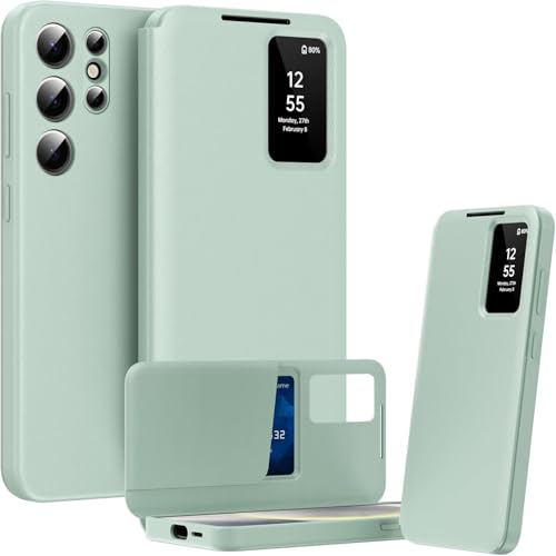 Coque Samsung S26 Ultra cuir vert étui rabat magnétique BRAND SET