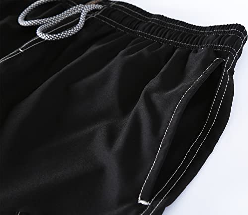اليتوب شورت سباحة للرجال 9 انش سريع الجفاف شورت سباحة ببطانة شبكية للشاطئ بلون اسود متدرج K181 M، 181 كارجو اسود متدرج، مقاس M، البوليستر