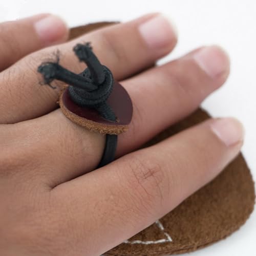 LJHYSD Leather Archery Finger Tabs, Finger Protector for Hunting, Protect Guard for Recurve Bows, Shooting Practice Gear Sports and Outdoors, Brown - Thumbnail 6