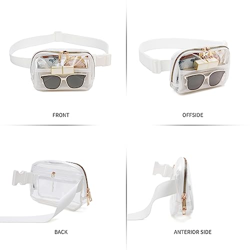 Image of Clear Fanny Pack Stadium Approved Belt Bag, Clear Purse for Stadium Events | Adjustable Strap Water-resistant Waist bag Clear Purse for Travel Workout Running Hiking(White)