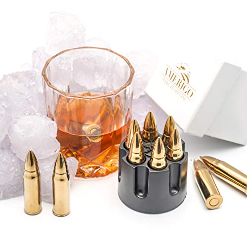 Whiskey Stones Bullets met Base - Goud XL Ice Cubes Herbruikbaar - Cool Cadeaus voor Heren - Heren Geschenken - Set van… - Afbeelding 7