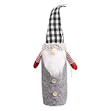 Tapón de vino de Navidad para decoración de botellas de vino para Navidad, dos piezas, hombre del bosque, juego de botellas de vino, juego a cuadros, boca, muñeca sin rostro, juego de botellas de vino