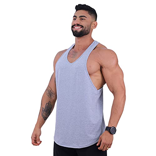 Regata Longline Super Cavada Masculina MXD Conceito Cores Lisas Casuais Academia Treino (GG, Mescla