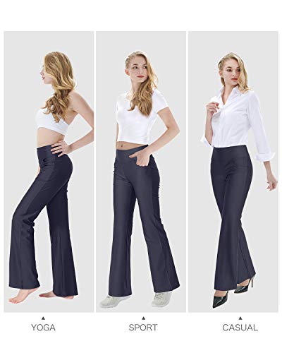 Image of Zeronic Women's Bootleg Yoga Pants with Pockets Long Bootcut Workout Running Pants Tummy Control Pockets Work Pants for Women
