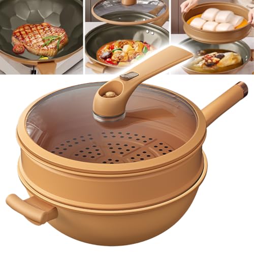 Olla sanitaria antiadherente de arcilla de micropresión de titanio con cesta vapor, olla a presión arcilla antiadherente multifuncional, sartén cocina casera, micro olla cerámica multifuncional