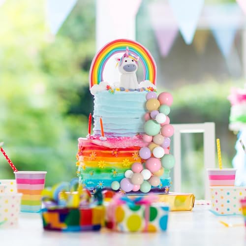 BOUBONI 138 Pcs Balls Cake Topper Decorations Balloon Cupcake Toppers Foam Multisize Cake Topper Balls for Birthday Party Wedding Anniversary(Multicolor)