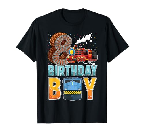 Railroad 8th Birthday Train Boys 8 Years Old B-Day T-Shirt