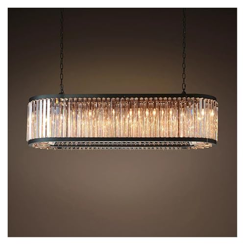 Image of Chandelier, LED Retro Crystal Lustre Designer Hanging Lamps Suspension Luminaire Lampen Pendant Light for Living Room(180cm Oval,White Light)