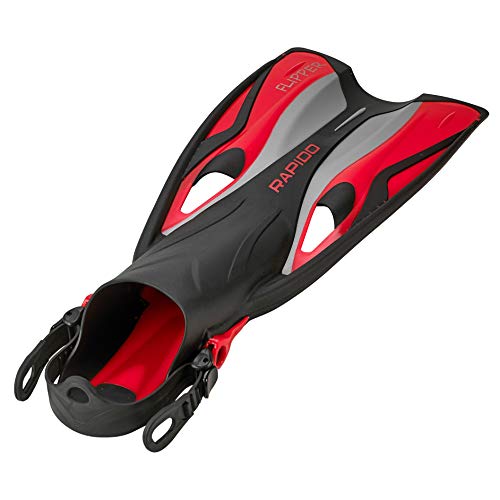 Rapido Boutique Collection Italian Design Premium Tempered Glass Lens Anti-Fog Panoramic View Frameless Snorkel Mask, Elite Dry Snorkel Tube, Quick Adjust Fins - Mask Fin Snorkel Set #TOP5