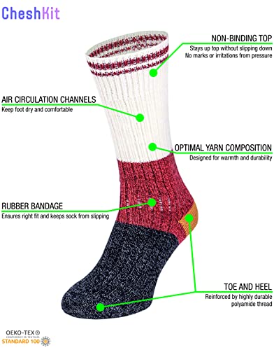 Men's Fuzzy Cabin Winter Wool Thick Knit Comfort Thermal Vintage Crew Socks (1 Pair Pack, Terracotta)4