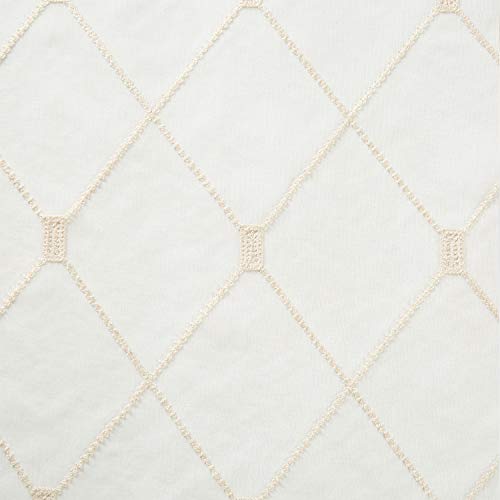 Top Finel Yellowish Cream Sheer Curtains 96 Inches Length For Living Room Bedroom Diamond Embroidered Grommet Window Curtains, 2 Panels #TOP4