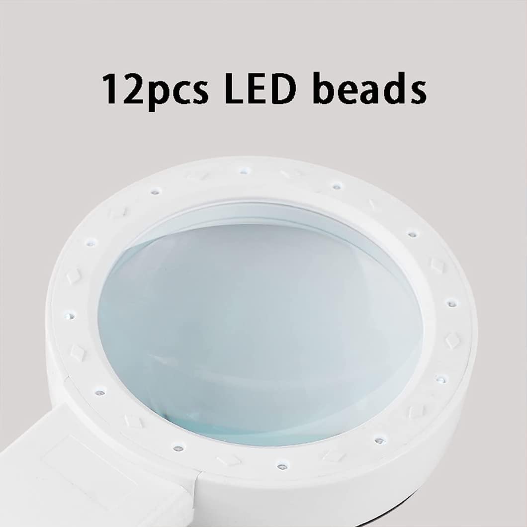 Ręczna lupa powiększająca 30X z 12 diodami LED, podświetlana lupa z podświetleniem, lupa do czytania w leczeniu zwyrodnienia plamki żółtej, czytanie dla seniorów, lutowanie, inspekcja, białe okulary C