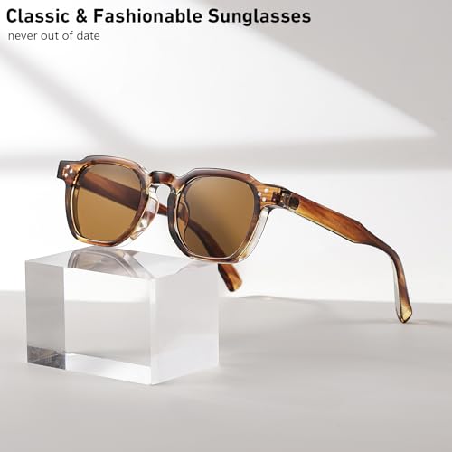 Image of Gleyemor Stylish Retro Sunglasses for Men Women Fashion Vintage Square Sunglasses UV400 Protection Shades