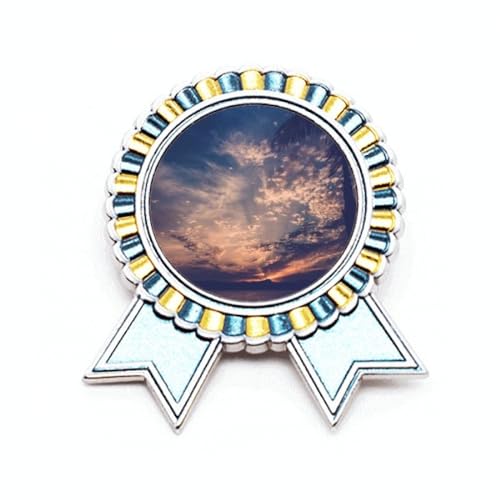 Pin's nuages orange et bleu foncé en métal taille M pour accessoiriser vos vêtements