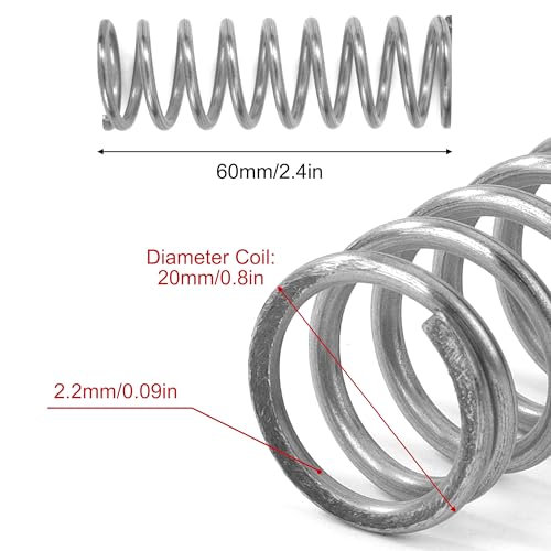 GUNGY Ressort de Compression 60mm Ressorts Compression en Acier Inoxydable Diamètre du Fil 2,2mm Diamètre Extérieur 20mm Force du ressort 10,5KG 4 Pièces – vue 2