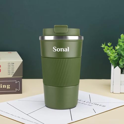 Image of Giftana Personalized Diary with Pen, Coffee Tumbler with Name, 3 in 1 Diary, Pen, Tumbler, Personalized Gifts for Husband Birthday, New Year Corporate Gifts for Employee (Green)