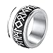 FindChic Stress Ring Herren Bandring drehbarer Spinner Fingerring Edelstahl Wikinger nordische Männer Anxiety Ring Meditationsring mit Geschenkebox für Hochzeit Verlorbung Party, Silber, 62
