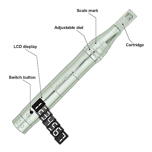 TBPHP-M1-Electric-Derma-Beauty-Pen-Professional-at-Home-Kit-with-12Pcs-Replacement-Cartridges-Silver