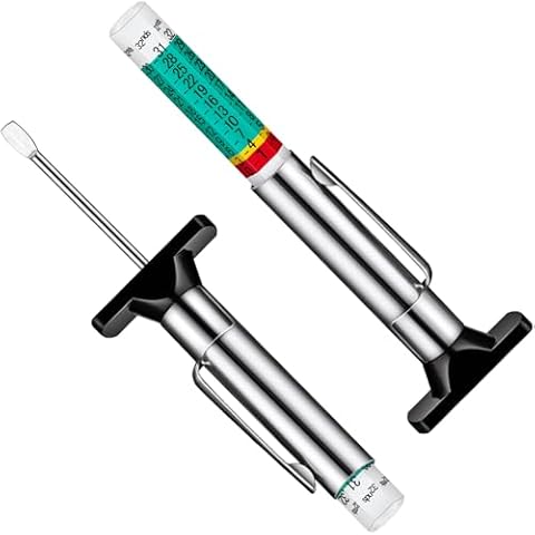 LUMITECO 2-Pack Tire Tread Depth Gauge, Color Coded Tire Depth Gauge with Pocket Clip in 1/32 Inch Increments, Accurate Tread Gauge Depth 32nds Measuring Tool for Car, Semi Truck Tire Tread Checker Cover
