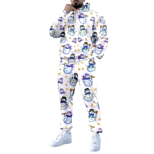 Survêtement Père Noël pour homme avec sweat à capuche ample et pantalon de jogging imprimé