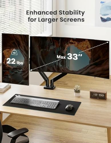 Image of ErGear Dual Monitor Stand up to 33 inches Screen, Load-Bearing Max 22 lbs Each Arm, Adjustable Dual Monitor Mount, Sturdy Steel vesa Monitor Mount with Stable VESA 75x75 100x100mm