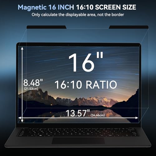 Image of Mamol Magnetic Laptop Privacy Screen 16 inch,16:10 Aspect Removable Anti Glare Protector Blue Light Privacy Screen Filter,Filter Shield Compatible with HP /Dell /Acer /Asus /Samsung /Lenovo /Thinkpad Envy