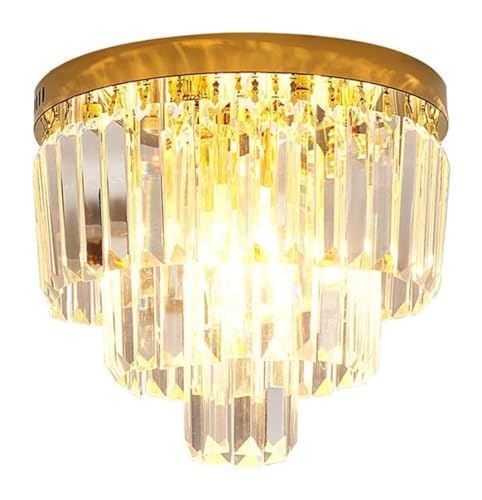Pendant Light Crystal Light,Gold Crystal Round Chrome Flush Mount