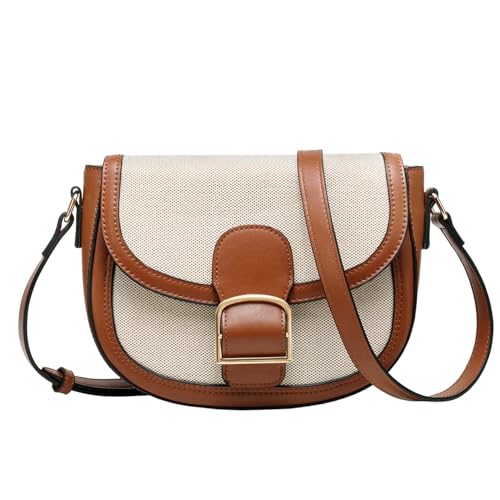 Kasqo Crossbody Bag for Women,Vegan Leather Fashion Small Shoulder Bag Ladies Handbag Saddle Purse with Adjustable Strap