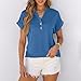 bawilom Womens Short Sleeve Shirts Casual Button V Neck Tops Dressy Outfits Summer Fashion Blouses Basic Tee Trendy Clothes Blue