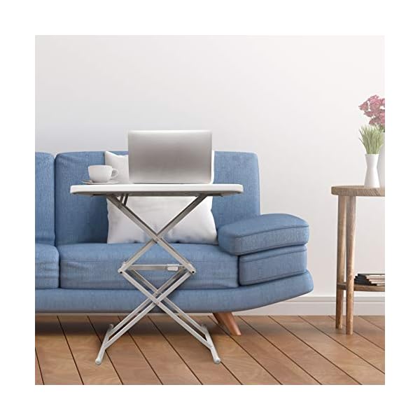 Soundance Folding Table TV Tray Small Eating Tables 25x17” with 4 Adjustable Heights Steel Legs Free-Installation Foldable Desk for Kids Sofa Bedside Patio Outdoor Indoor Camping Dinner Laptop, White - Image 5
