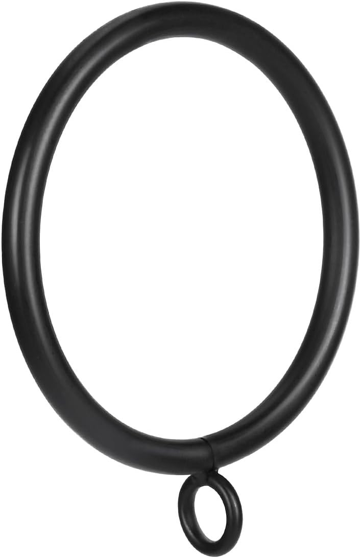 Curtain Ring Metal 2.0 inch Inner Diameter with Eyelets fit up 1.5 inch Rod (Black-42PCS)