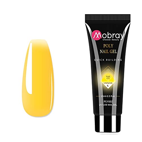 MOBRAY Luminous Nail Extension Poly Nail Gel from BELLE GAGA ™ Glow in Dark Extend Builder Gel Finger Nail Extension UV LED Acrylic Builder Gel (PGY002)