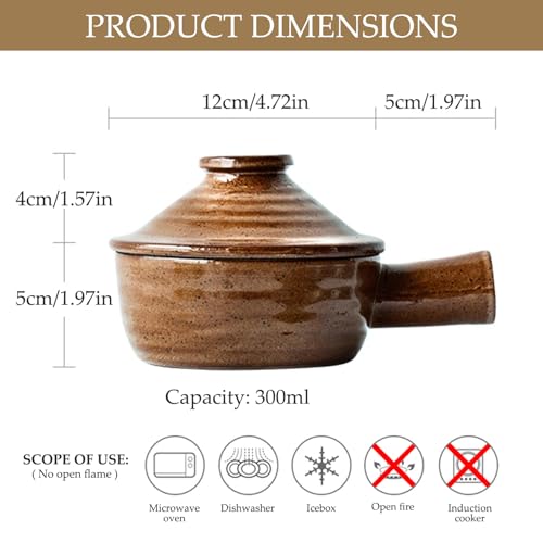 Olla individual para microondas que evita salpicaduras de cerámica de 300 ml 4