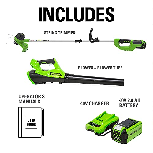 Greenworks STBA40B210 40V Cordless String Trimmer + Leaf Blower Combo Kit thumb #10