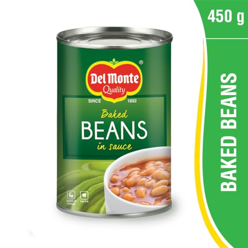 Image of Del Monte Baked Beans, 450g | Beans in Tomato Sauce | Tangy and Flavourful | Source of Protein | Low in Fat | For Soups and Salads | Packaged Vegetable