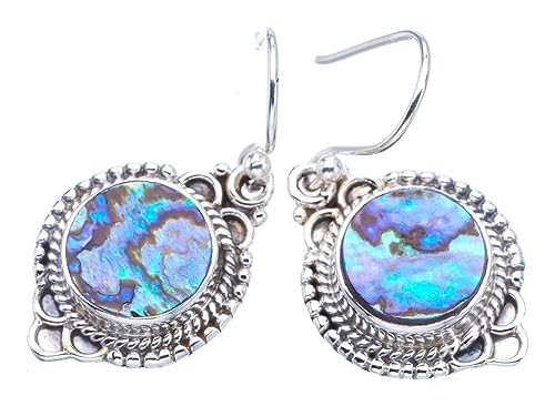 Boucles d’oreilles en argent 925 et coquille d’ormeau naturelle faite main