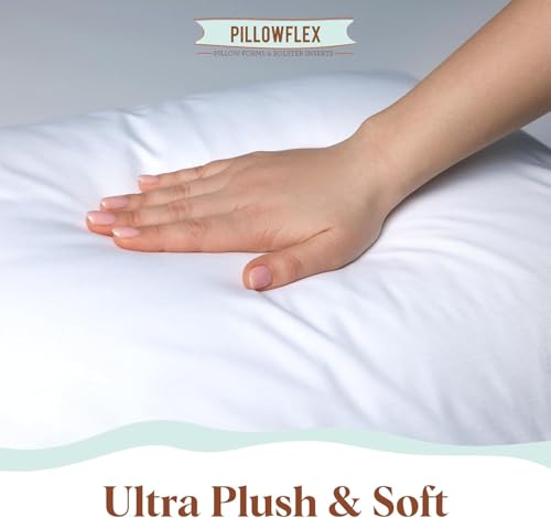 Image of Pillowflex Synthetic Down Pillow Insert 21x27 in - Karate Chop Pillow | Set of 2 - Large Rectangle Sham Forms, Plush Polyester Cotton Blend, Cloud-Like Comfort, Clump-Resistant Fill, Smooth Finish