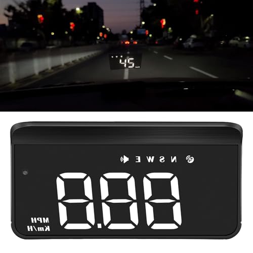 M1 Head-Up-Display (HUD) mit OBD2 & GPS - Digitaler Geschwindigkeitsmesser (MPH/km/h) mit Übergeschwindigkeitsalarm, Müdigkeitswarnung & Fahrtrichtung - Nur für 5V-Fahrzeuge geeignet