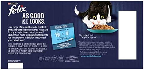 PURINA FELIX AS GOOD AS IT LOOKS OCEAN FEASTS Fish selection in Jelly with cod, with plaice, with salmon, with tuna Wet Cat Food Pouch 40x100g