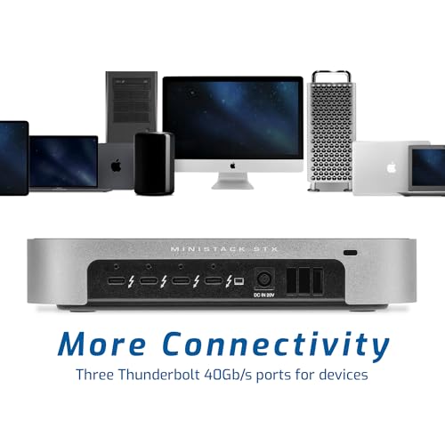 Image of OWC 1TB (1.0TB PCIe 3.0 NVMe M.2 2280 Solid-State Drive Installed) miniStack STX, Upgradeable Expansion Solution and Thunderbolt Hub /Mini Dock for Mac Studio, Mac mini and Other Devices. Silver