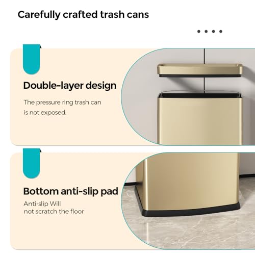 Caneca de Basura Dorada 25L Rectangular de Acero Inoxidable miniatura 5