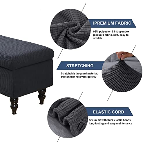 Image of FUANGUI Ottoman Cover Stretch Storage Ottoman Bench Slipcover Printed Folding Storage Bench Ottoman Cover Footrest Stool Slipcover Footstool Protector Cover with Elastic Bottom,Medium
